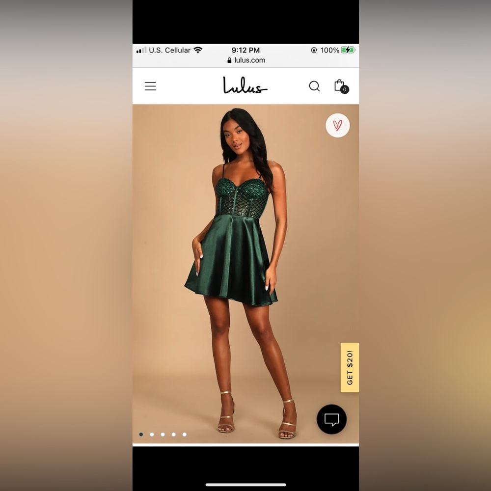 Lulu's Green Embellished Bustier Mini Dress